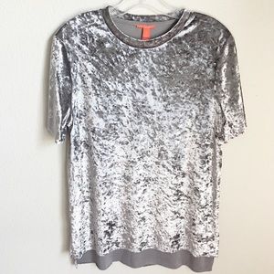 Chelsea & Violet Gray Crushed Velvet Shirt Size S